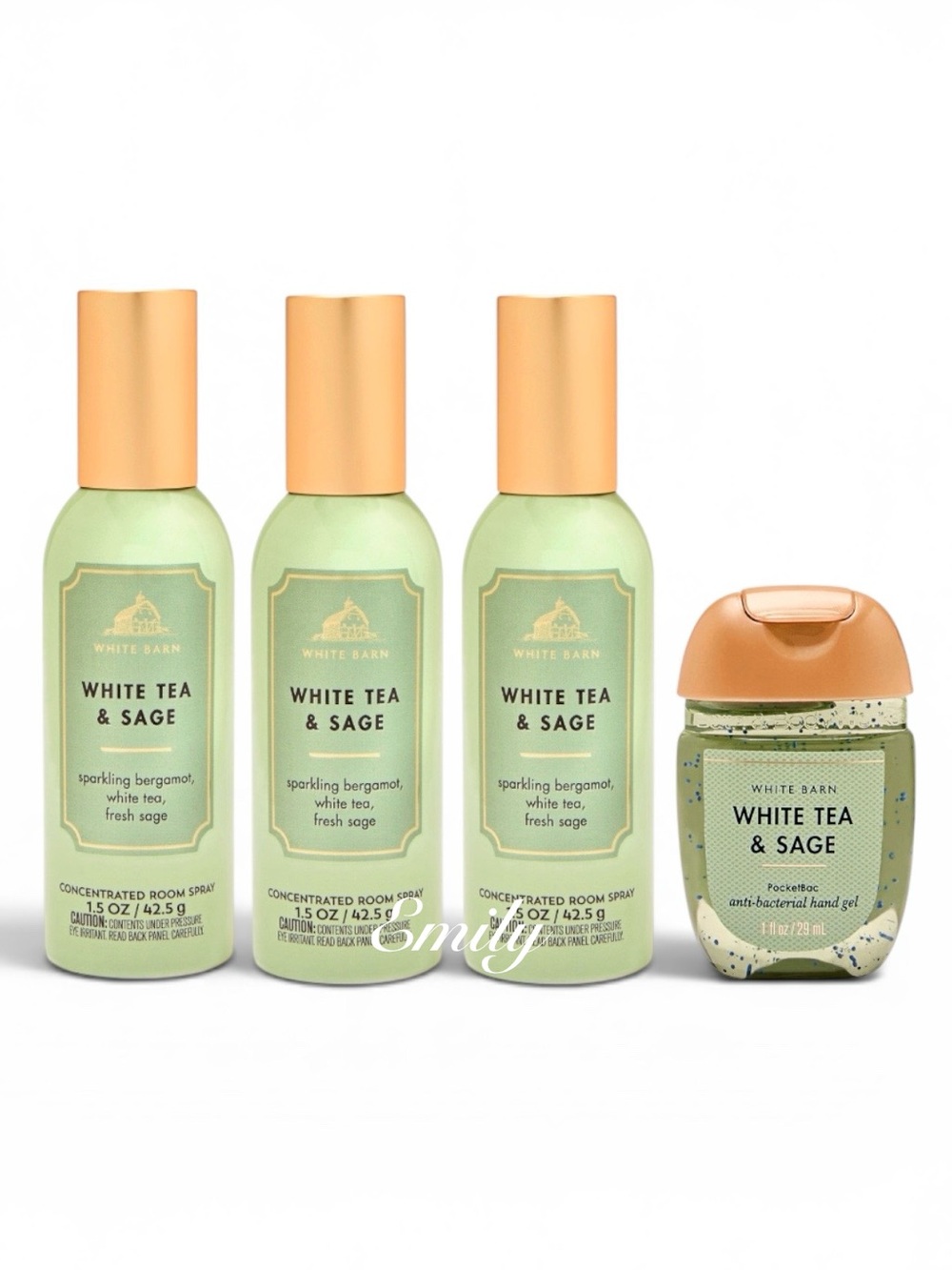 3X Bath & Body Works WHITE TEA & SAGE Room Spray + matching PocketBac Bundle